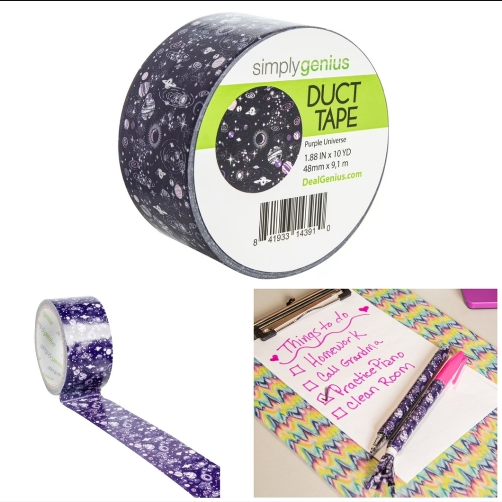 Simply Genius Craft Duct Tape Roll Print Universe Wide 10 Yards Earth Globe Star